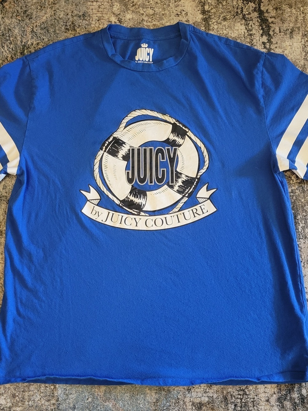 Juicy Couture Royal Blue Logo Tee with White Accents Size L